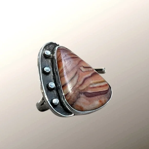 🌺Artisan Sterling & Agate Ring - Picture 9 of 12